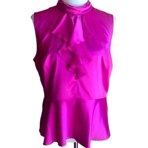 NWT Nanette Lepore sleeveless high neck peplum blouse sz L **flaw